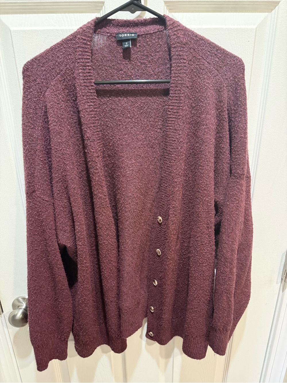 torrid Plush Button-Front Cardigan Sweater - Plum